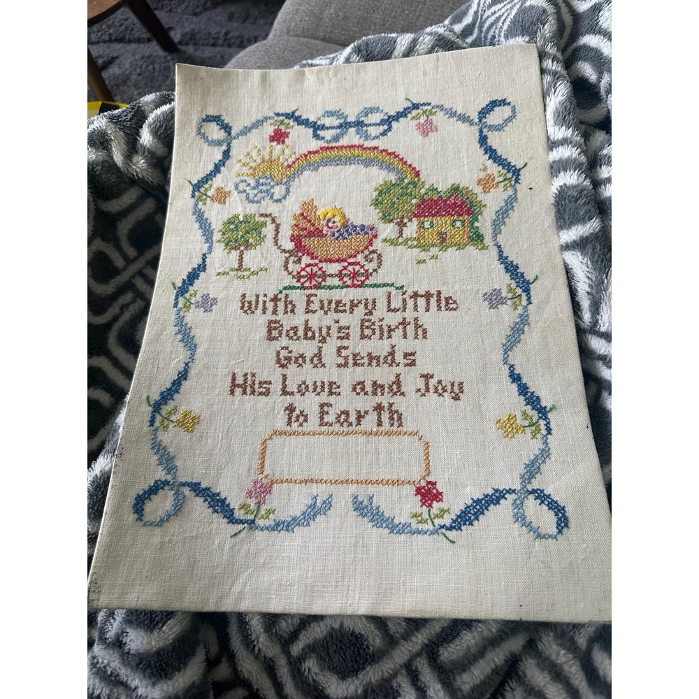 Vintage New Baby Cross Stitch Unframed